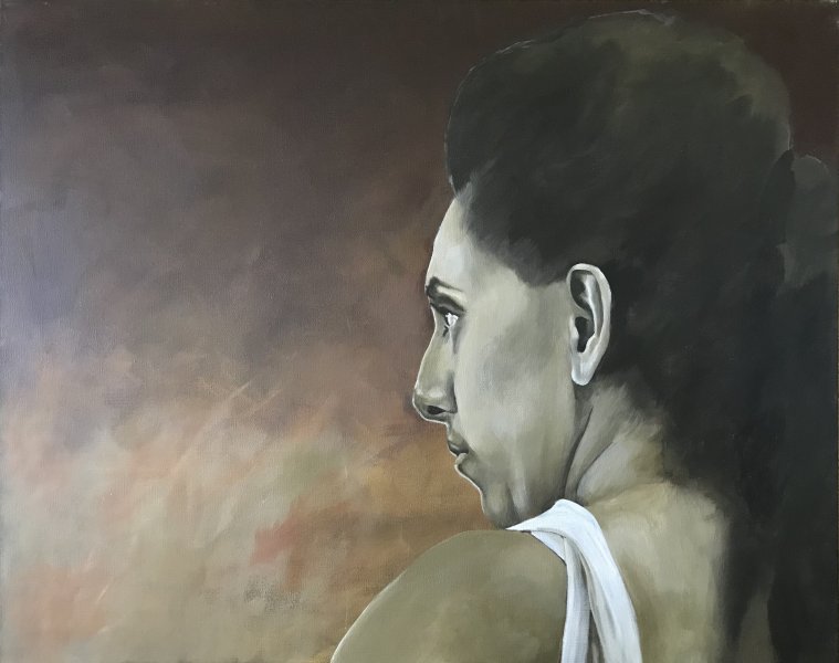 Portrait of a woman looking to the left