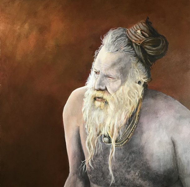 A portrait of Sadhu I met in Varanasi, India. He is in contemplation looking to the side.